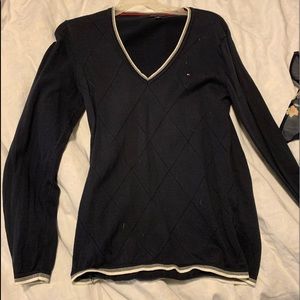 Navy Polo V-Neck Sweater